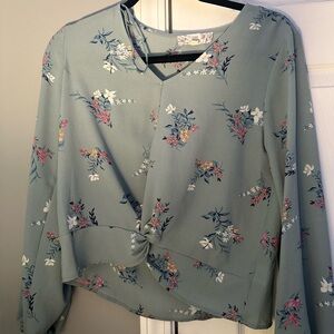 Floral Knot-Front Blouse